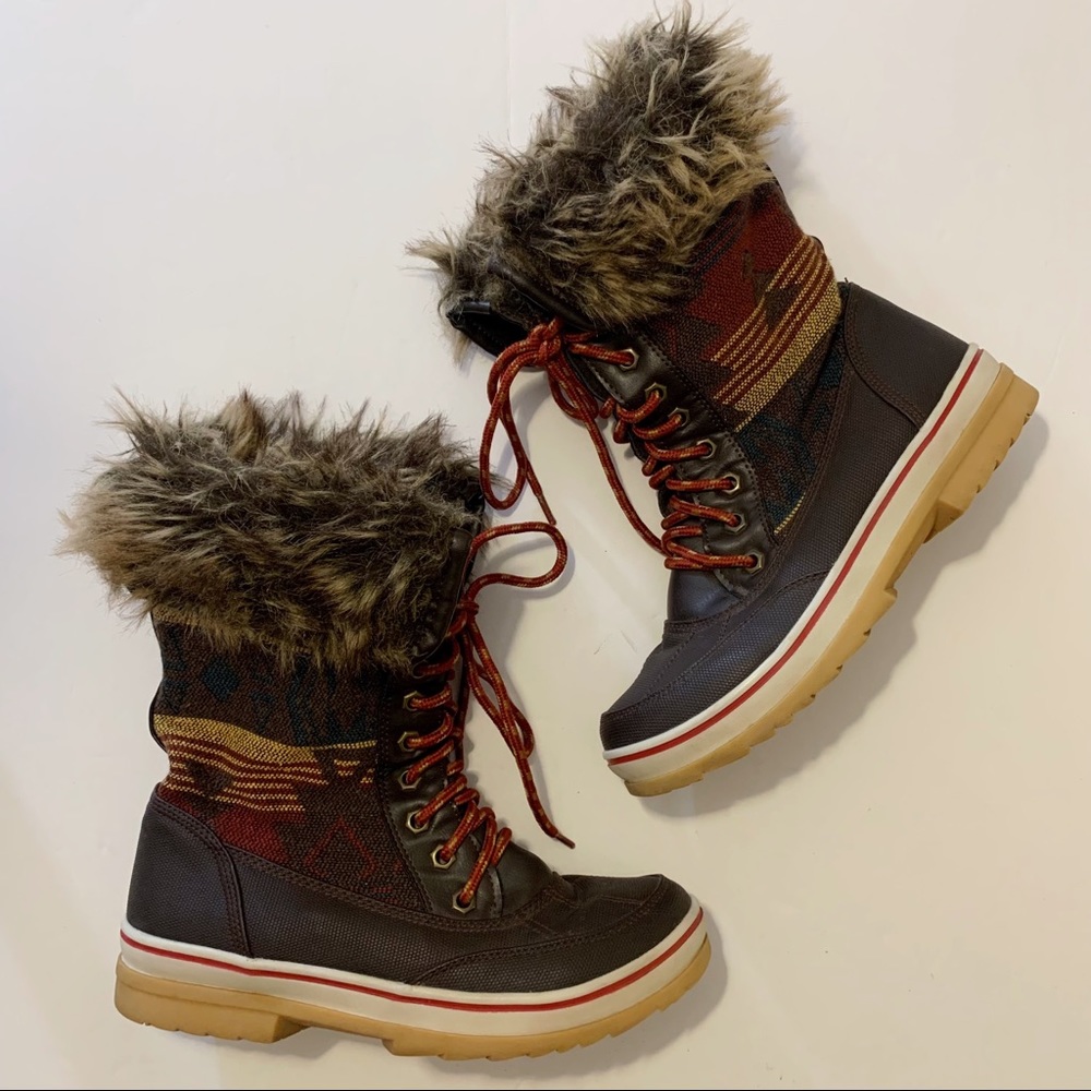 Celebrity Pink Faux Fur Trim Boots